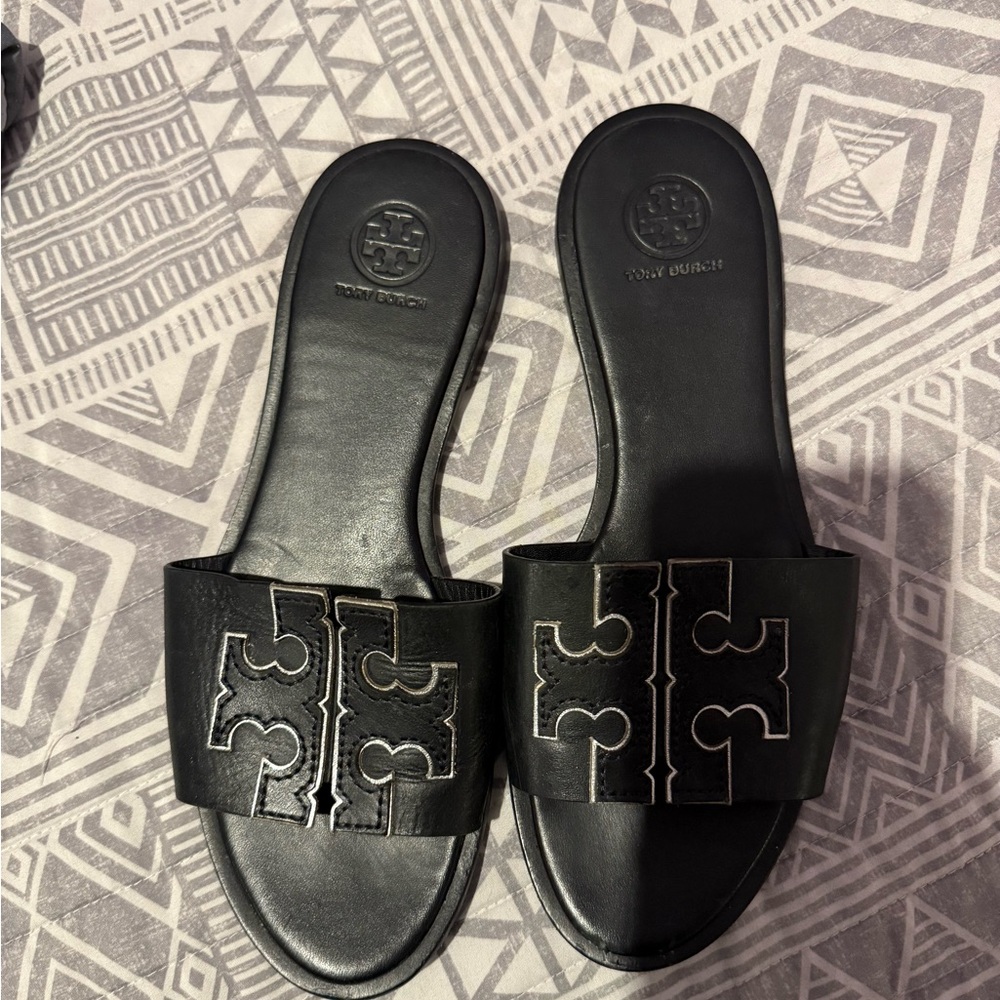 Tory Burch Black Logo Sandals